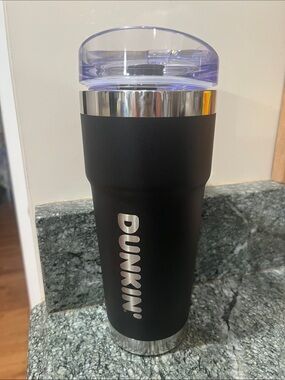 Dunkin' Black Insulated Travel Tumbler with Clear Lid